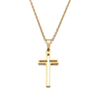 Edelstahl Kreuz Kruzifix Anhänger Halskette Gold Schmuck Damen Herren Kette