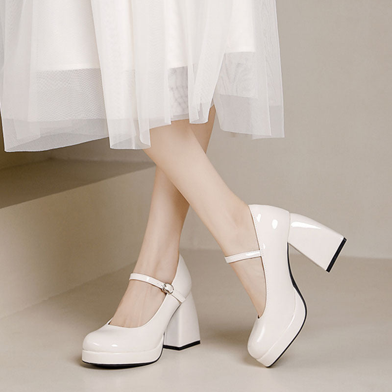 Platform Buckle Chunky Heel Shoes