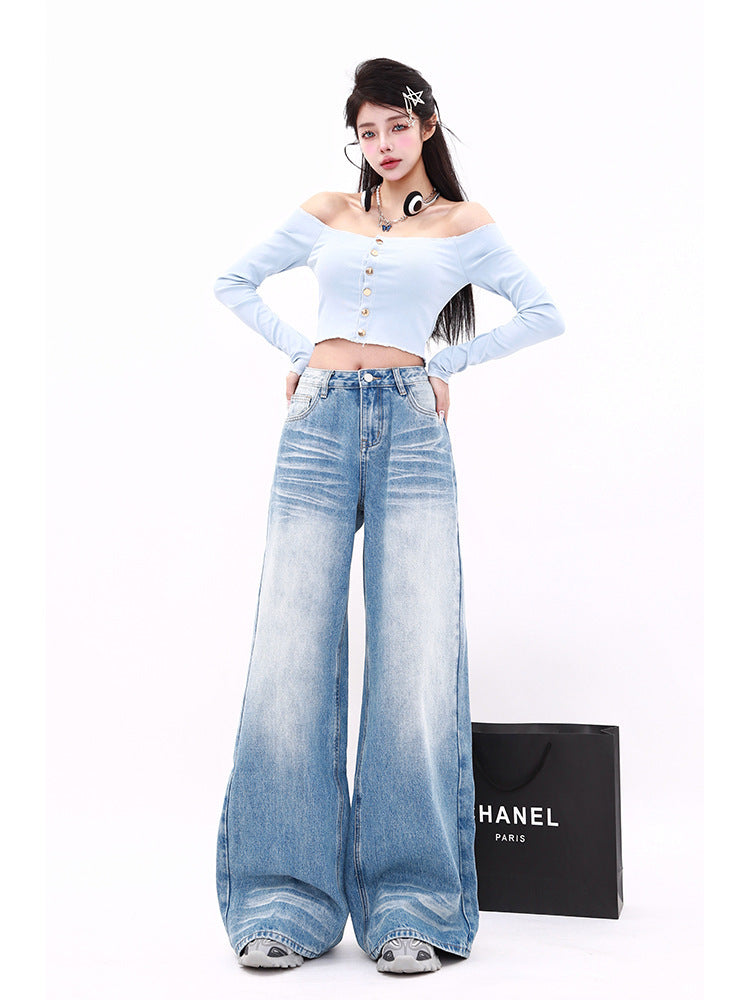 Narrow High Waist Mop Pants