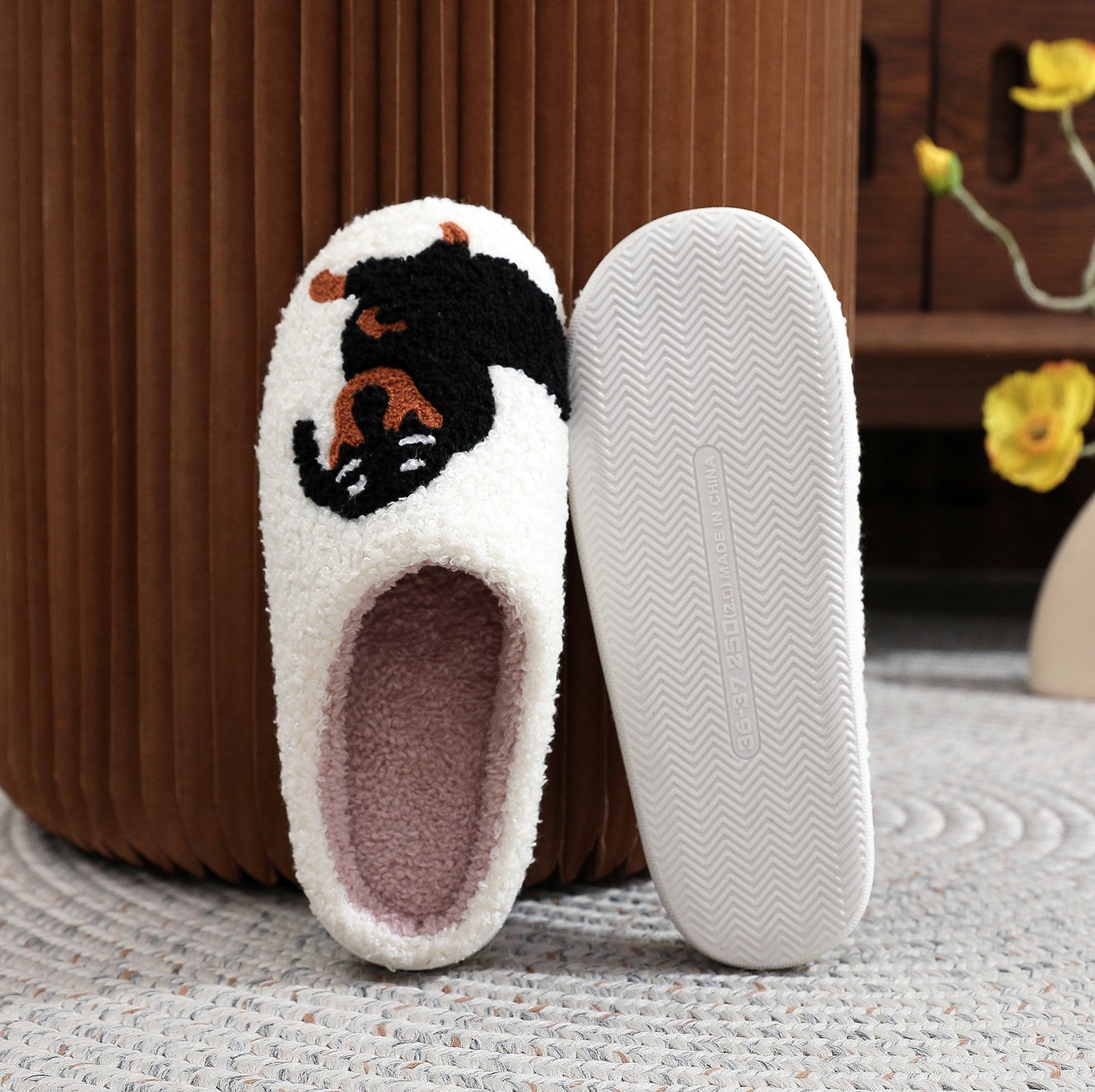 Animal Embroidery Slippers