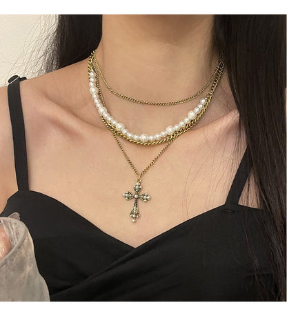 Multi-Layered Pearl Cross